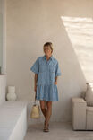 Short Sleeve Tiered Shirt Dress, VINTAGE BLUE DENIM - alternate image 1