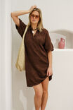 Daisy Diamond Knit Mini Dress, CHOCOLATE - alternate image 1