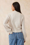 Soft Knit Mock Neck In Recycled Blend, OATMEAL MARLE - alternate image 3