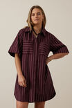 Sara Mini Shirt Dress, WINE PRINTED PINSTRIPE - alternate image 6