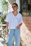 Boxy V Neck Tee, WHITE - alternate image 1