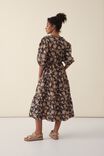Puff Sleeve Midi Dress, BLACK PAISLEY FLORAL IN RESCUED FABRIC - alternate image 3