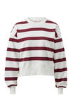 Cropped Slouchy Crew, BURGUNDY STRIPE - alternate image 2