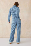 Long Sleeve Soft Denim Jumpsuit, VINTAGE BLUE - alternate image 3