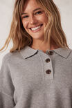 Long Sleeve Rugby Knit, GREY MARLE - alternate image 4
