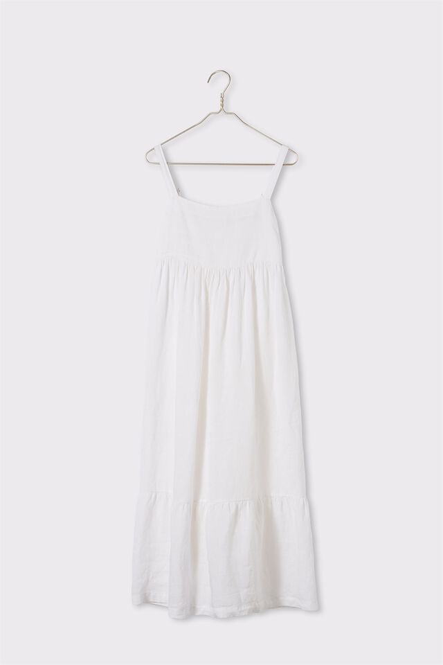 Linen Summer Midi Dress, WARM WHITE