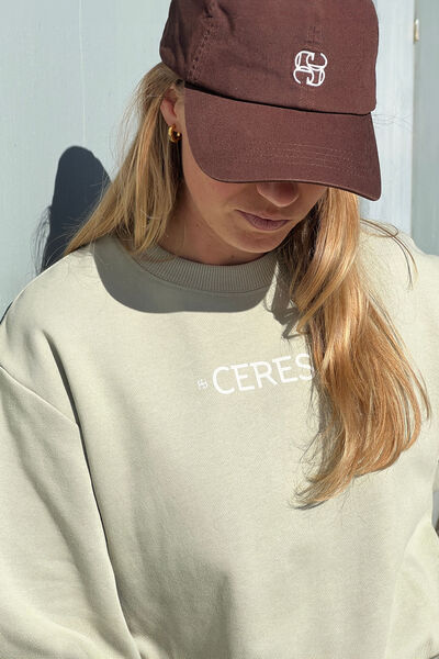 Isla Oversized Slouchy Crew, MATCHA MINI LOGO