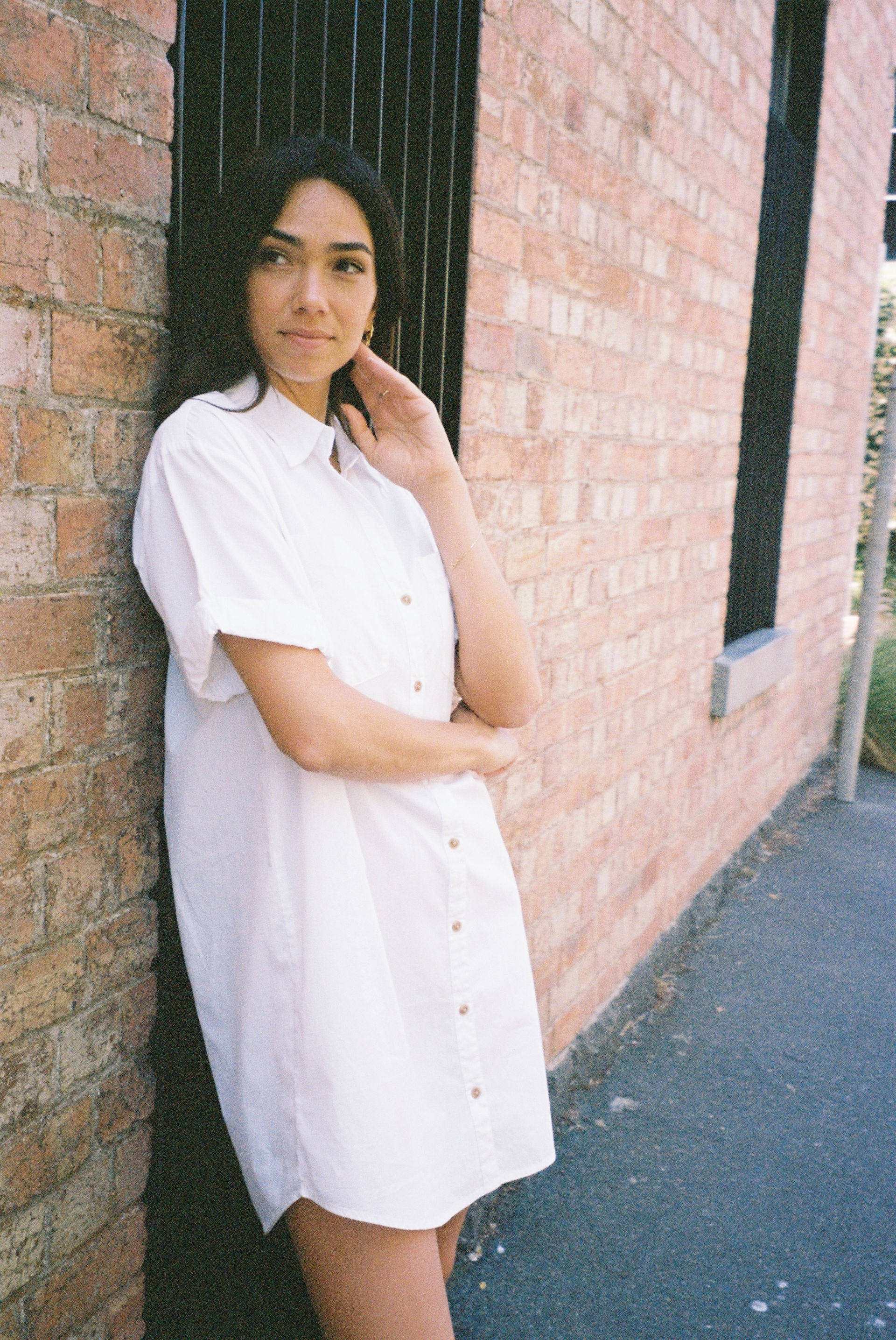 Rolled Cuff Mini Shirt Dress