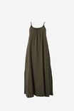 Doublecloth Strappy Midi Dress In Organic Cotton, MILITARY GREEN - alternate image 2