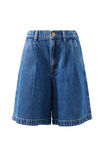Sylvie Longline Pleat Denim Short, FRESH INDIGO - alternate image 2