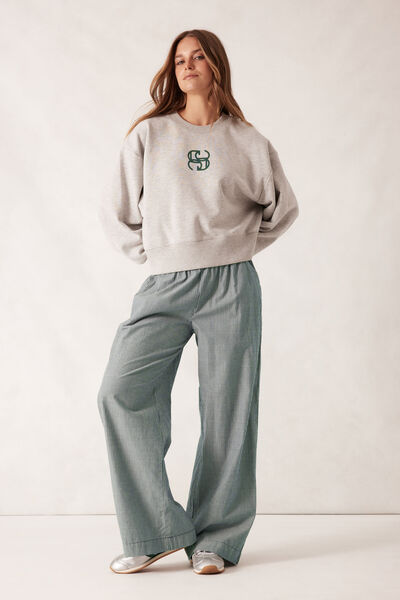 The Lounge Pant, GREEN WHITE NARROW STRIPE