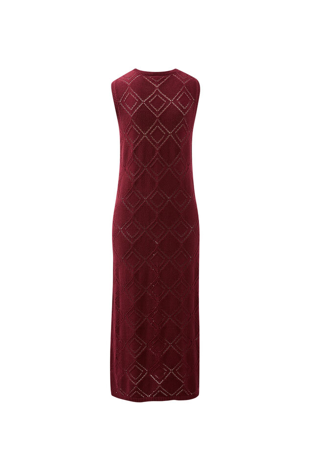 Daisy Diamond Knit Midi Dress, POMEGRANATE