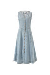 V-Neck Flared Midi Dress, WORN BLUE - alternate image 2
