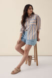 Oversized Poplin Shirt, STRING BLUE STRIPE ORGANIC COTTON - alternate image 3