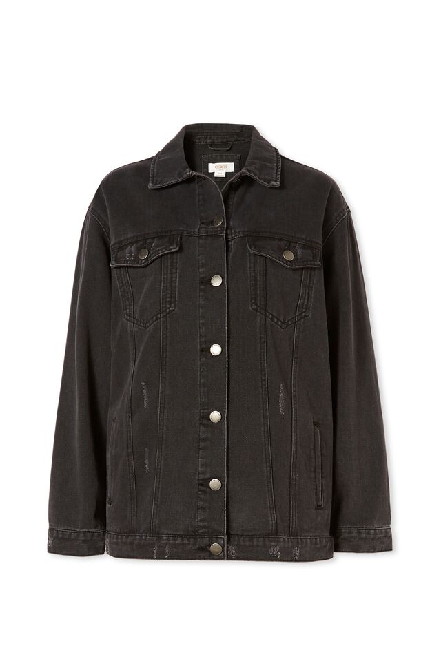 Oversized Denim Jacket, RESCUE BLACK WASH