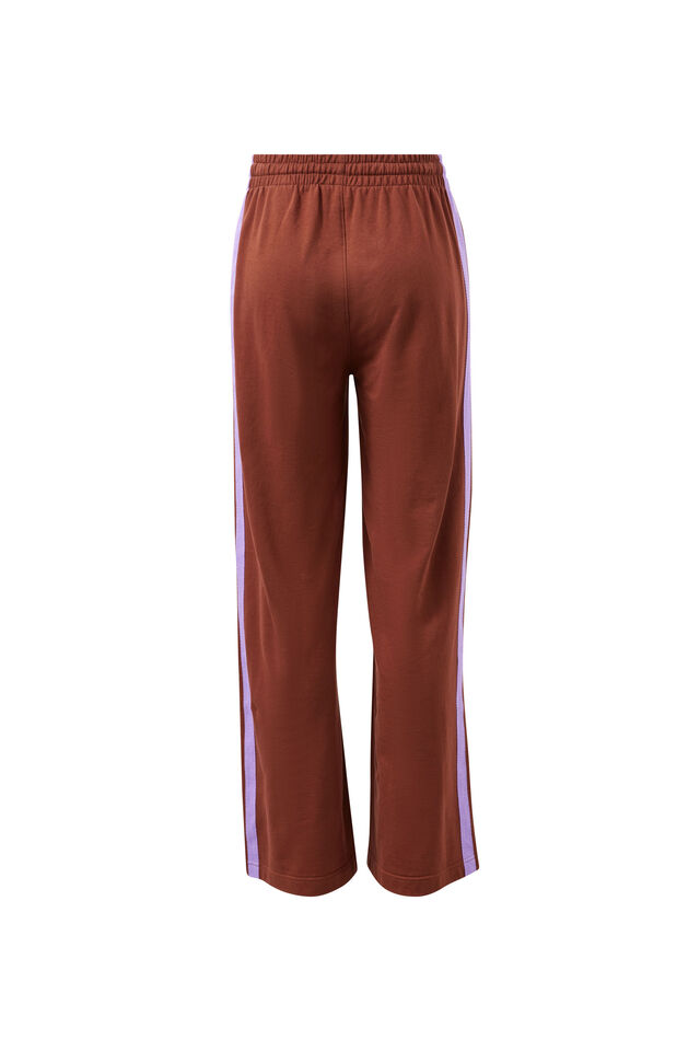 Gigi Wide Leg Terry Trackpant, BURNT TOFFEE ORCHID SIDE STRIPE