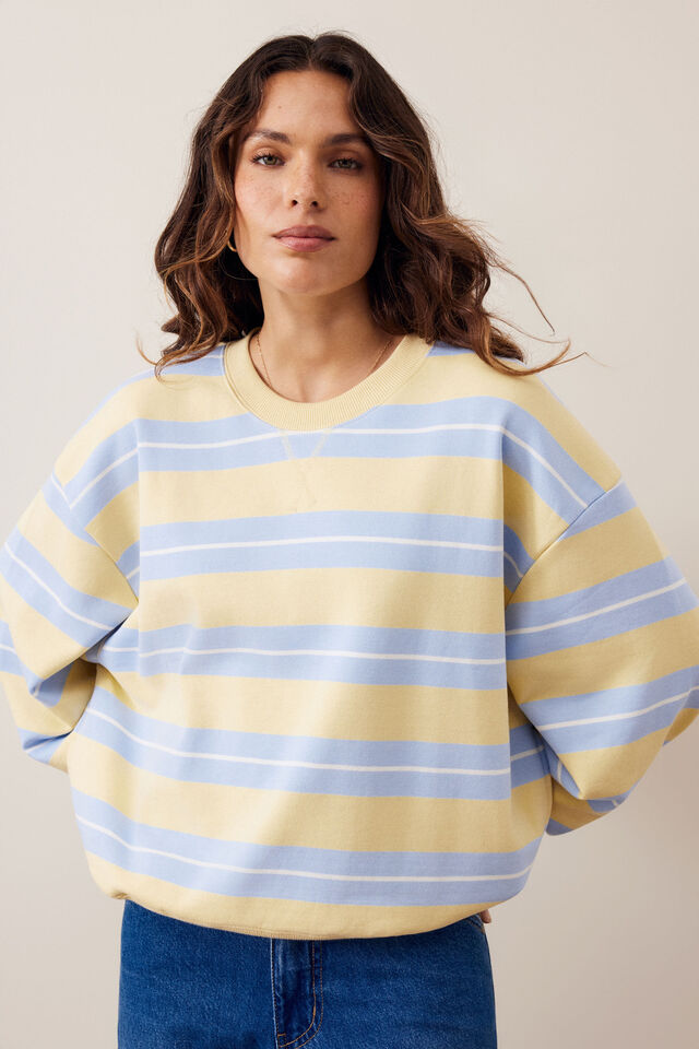 Romy Crew, BUTTER/CHINA BLUE STRIPE