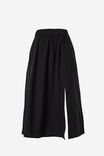 Midi Skirt In Cotton Linen Blend, BLACK - alternate image 2
