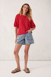 Square Knit Boxy Tee, HERITAGE RED - alternate image 6