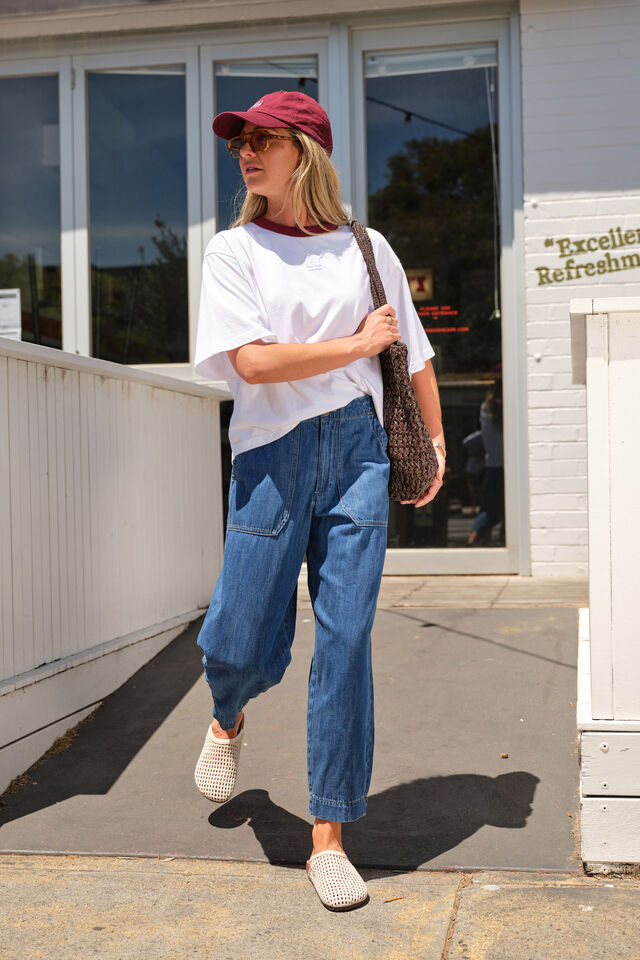 Phoebe Premium Tee, WHITE/BURGUNDY