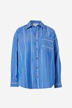 Oversized Poplin Shirt, CLASSIC BLUE AND WHITE STRIPE - alternate image 2