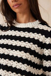 Pointelle Stripe Knit, ECRU/BLACK - alternate image 4