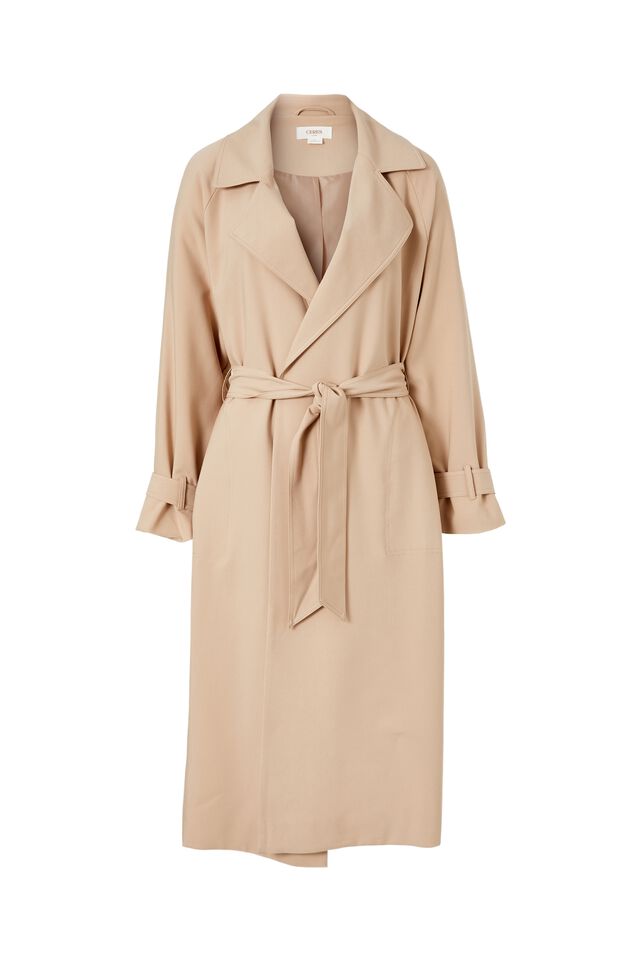 Trench Coat In Recycled Blend, CAMELETTE
