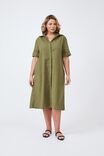 Emma Hawkins Shirt Dress In Organic Cotton Poplin, MOSS - alternate image 4