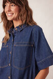 Short Sleeve Tiered Pocket Shirt Dress, MIDNIGHT - alternate image 4