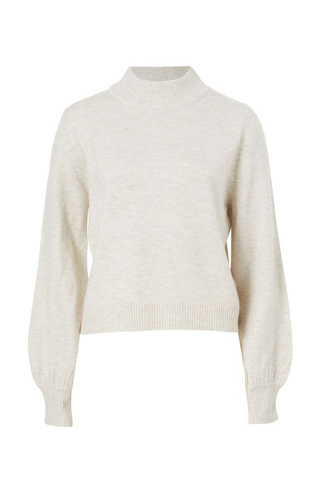 Soft Knit Mock Neck In Recycled Blend, OATMEAL MARLE