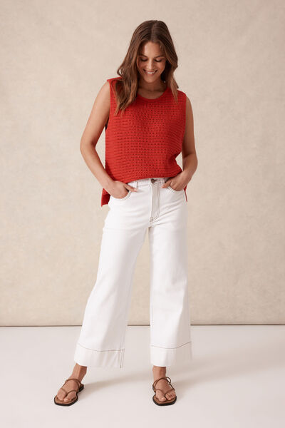 Jude Wide Leg Crop Jean, FRESH ECRU