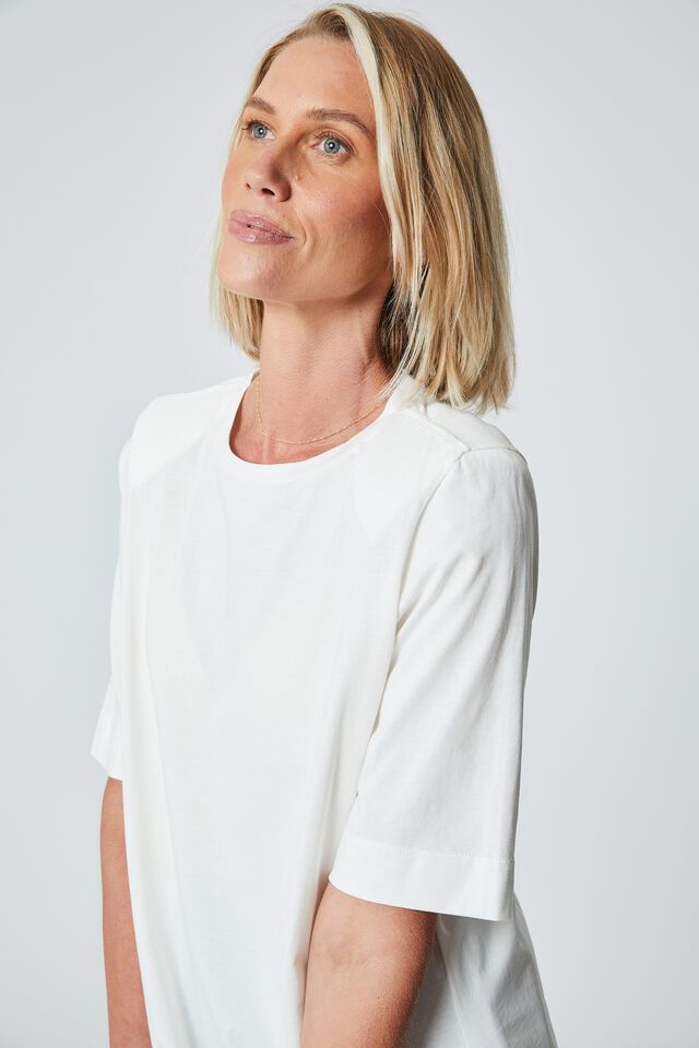 Shoulder Pad Tee In Organic Cotton Eh, WHITE