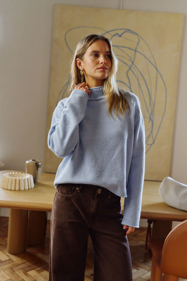 Finley Funnel Neck Knit, CHINA BLUE