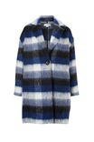 Relaxed Mid Length Coat In Wool Blend, OMBRE CHECK WHITE BLUE - alternate image 2