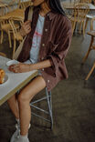 Bobbi Side Pocket Denim Shacket, CHOCOLATE - example image 5