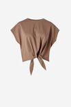 Tie Top In Organic Cotton, TAUPE - alternate image 2