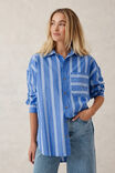 Oversized Poplin Shirt, CLASSIC BLUE TRIPLE STRIPE ORGANIC COTTON - alternate image 6