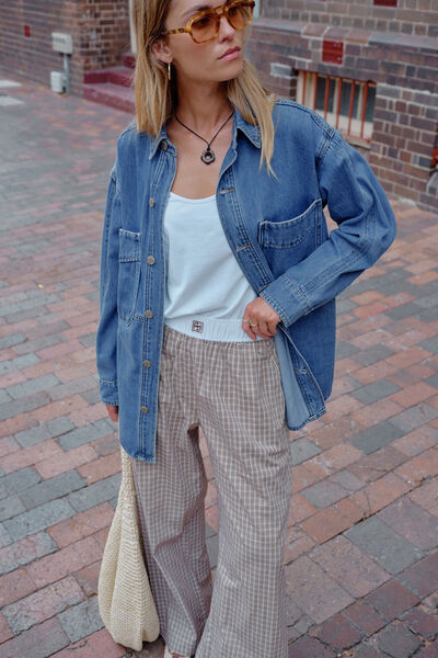 Bobbi Side Pocket Denim Shacket, INDIGO