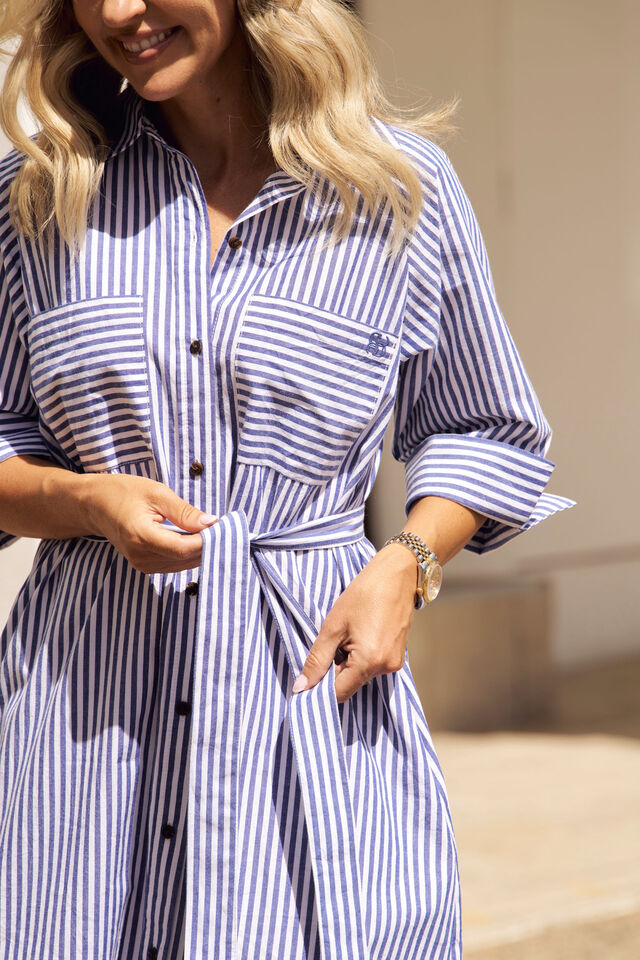 Classic Shirt Dress Jf, CLASSIC BLUE WHITE STRIPE