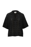 Short Sleeve Mesh Knit Pullover, BLACK - alternate image 2