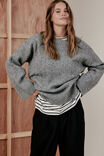 Chunky Cable Knit, MID GREY NEP - alternate image 1