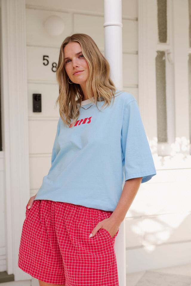 Luna Relaxed Tee, FRESH BLUE/CERES HERITAGE RED