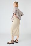 Organic Cotton Knit Midi Skirt, LINEN TAUPE - alternate image 3