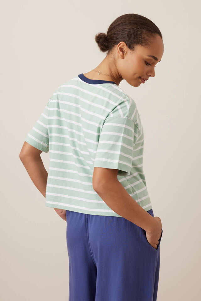 Brea Boxy Tee, SEAFOAM/WHITE STRIPE