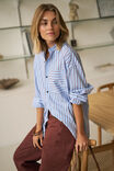 Peta Oversized Shirt, SKY BLUE BURGUNDY STRIPE - alternate image 5