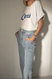 Roll Cuff Tee In Australian Cotton, CLOUD MARLE/COBALT CERES - alternate image 5