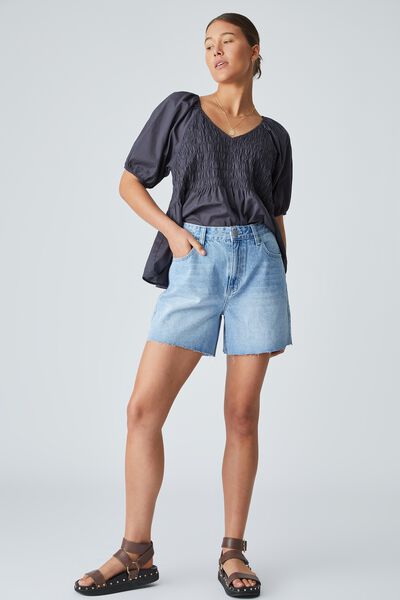 Denim Short With Recycled Cotton, LIGHT VINTAGE WASH