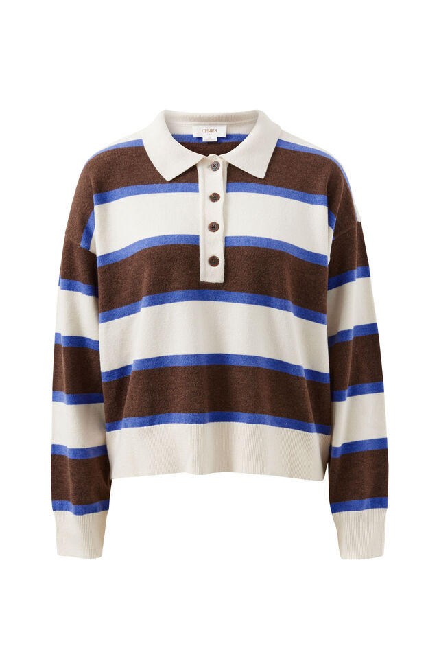 Jessa Rugby Knit, CHOCOLATE STRIPE