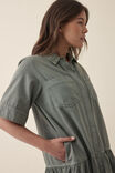 Short Sleeve Tiered Shirt Dress, SOFT KHAKI RESCUED FABRIC - alternate image 7