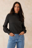 Soft Knit Mock Neck In Recycled Blend, CHARCOAL MARLE - alternate image 1